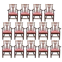 Set of 14 Bernhardt Mahogany Upholstered Armchairs