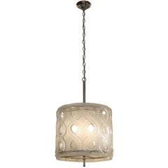 1990s MCM Molded Crystal Pendant Light Done in a Lalique "Seville" Style 1