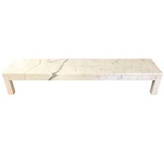 Stunning Italian Mid-Century Modern Carrera Marble Long Cocktail or Coffee Table 3