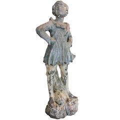 French 19th Century Hand-Carved Sculpture of a Young Girl with Feisty Attitude