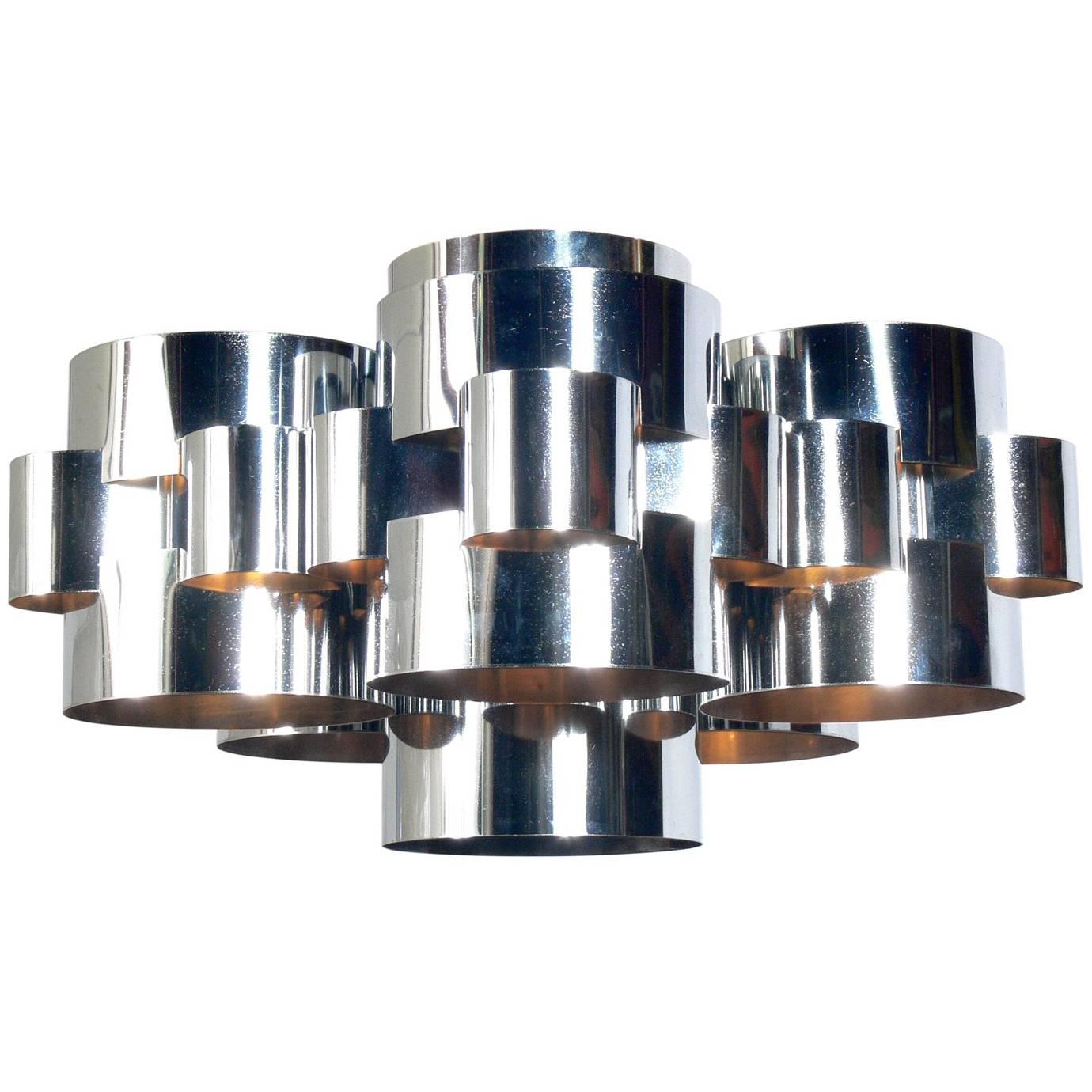 Modernist Chrome Chandelier by Curtis Jere