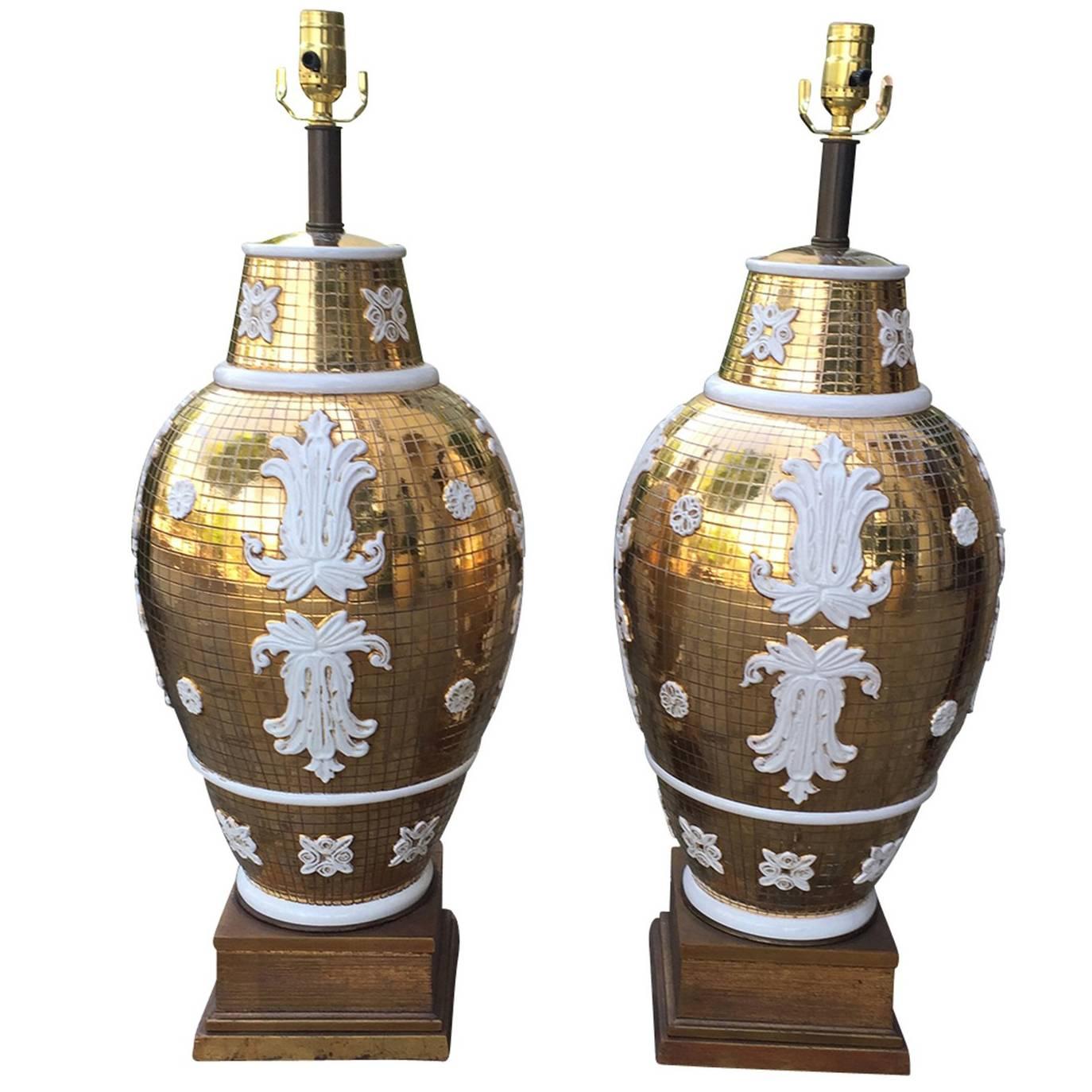 Pair of Mid-Century Italian Ceramic Lamps by Ugo Zaccagnini for Marboro