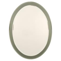 Vintage Italian Oval Shaped Beveled Wall Mirror in the Style of Fontana Arte 7709