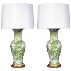 Painted and Gilt Pair of Japanese Baluster-Form Porcelain Lamps, JL Porcelain 11