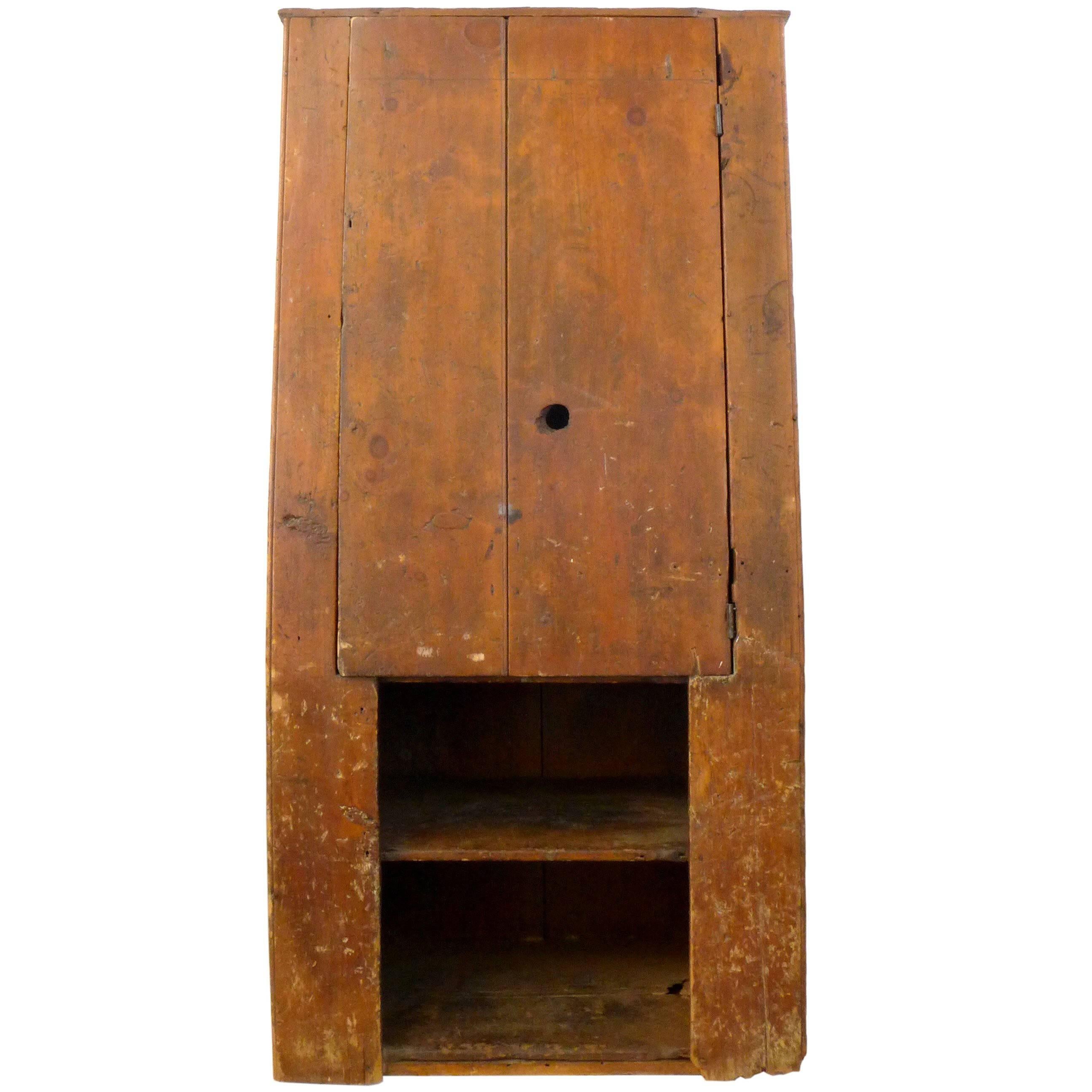 18th Century American Primitive Canted-Front Cabinet