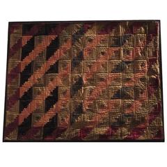 Fantastic 19th Century Mounted Lancaster County Miniature Log Cabin Crib Quilt