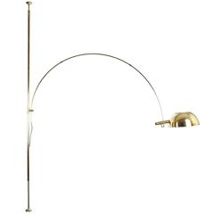 Retro Refurbished Brass Floor Lamp with Adjustable Arc by Florian Schulz, 1970