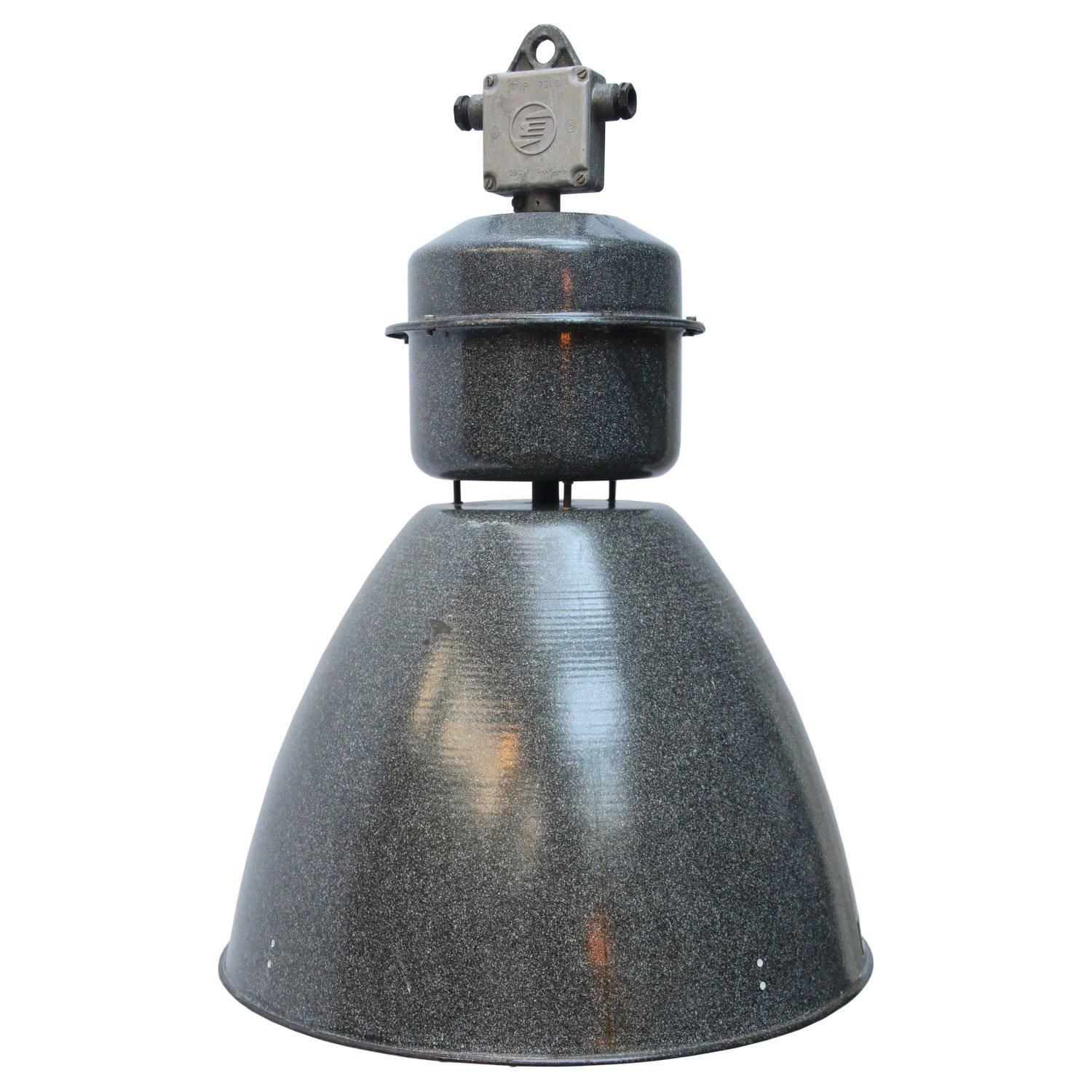 Gray Enamel Vintage Industrial Pendant Lamps (14x)