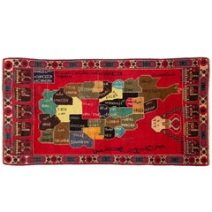 Vintage Afghan Map Rug