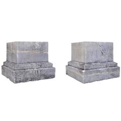 Antique Important Pair of Molded Stone Pedestals, 19th Century
