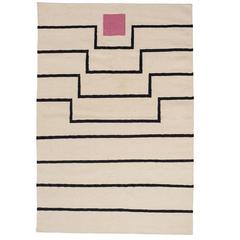 Aelfie Tabitha Striped Modern Dhurrie/Kilim Pink White Rug Carpet