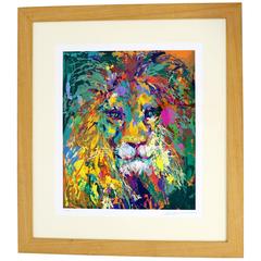 Mid-Century Modern Portrait of Lion Serigraph Signed Numbered by Leroy Neiman