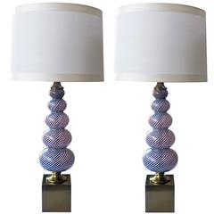 Good Pair of Murano Gourd-Form Lamps by Dino Martens for Aureliano Toso 11