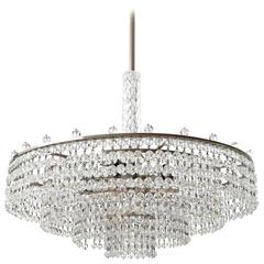 Palwa Chandelier, Nickel Cut Crystal Glass, Germany, 1960s