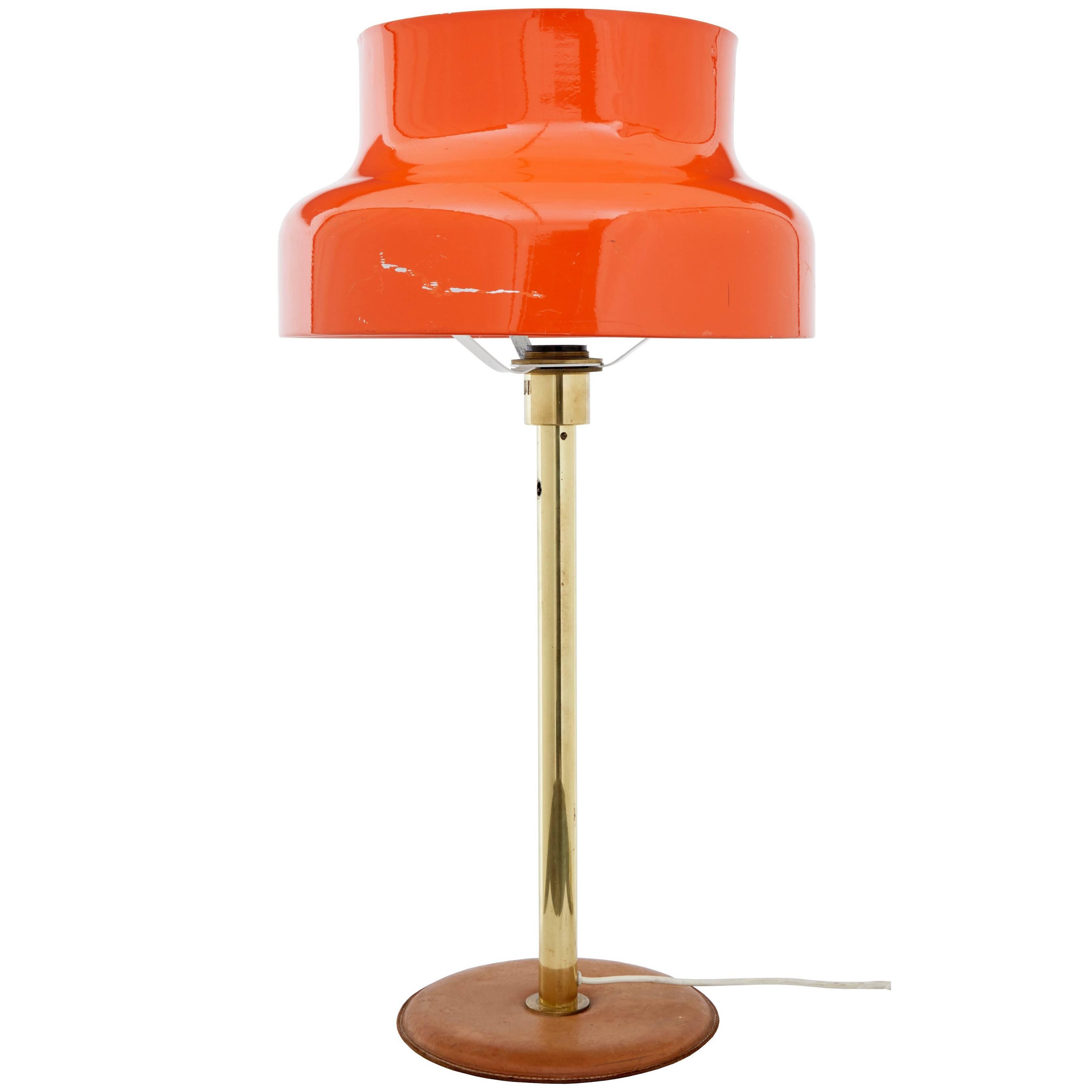 1960s Bumling Brass and Leather Table Lamp