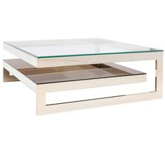 Square Gold-Plated "G", Two-Tier Coffee Table 4
