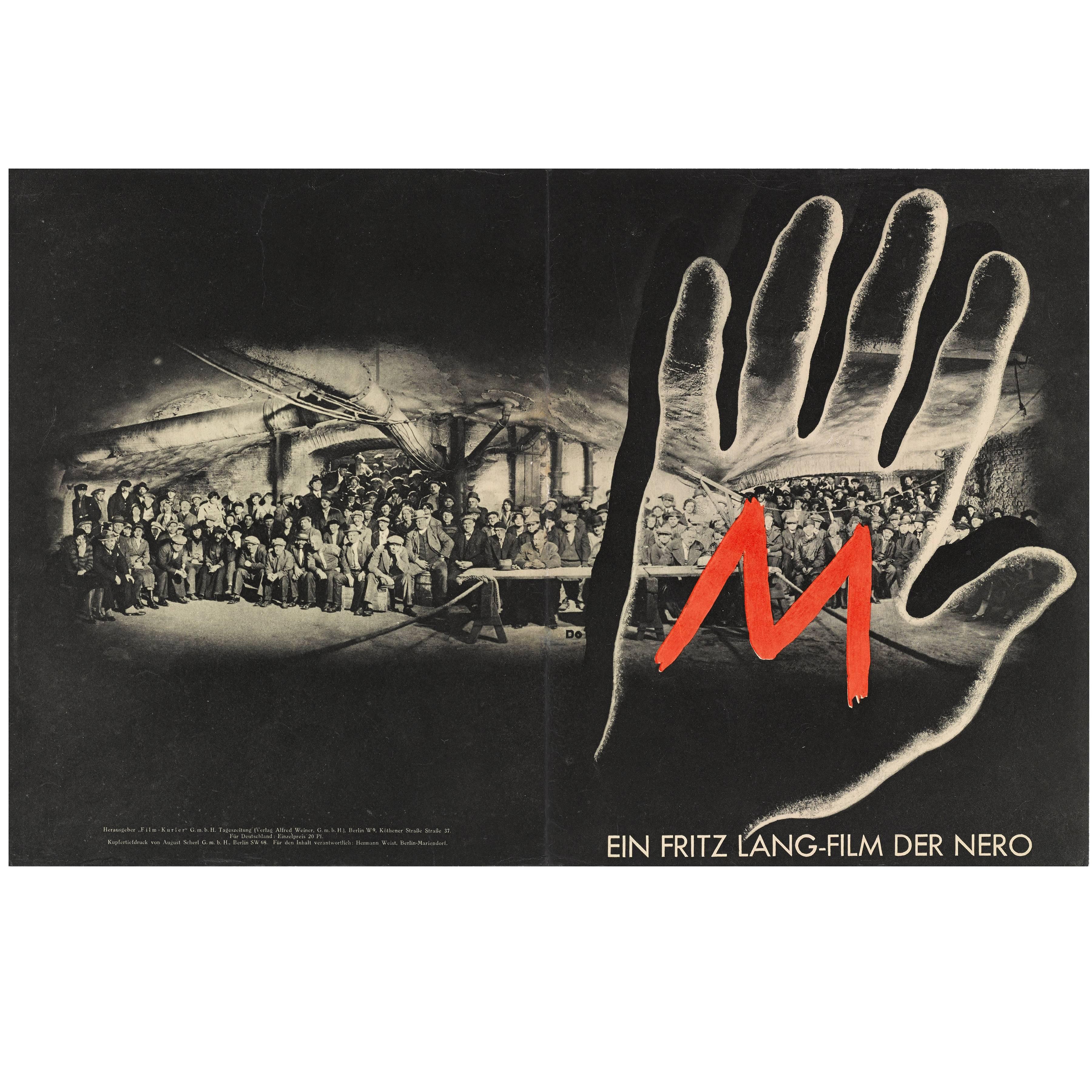 "M" Original German Cover from Film Program from 1931