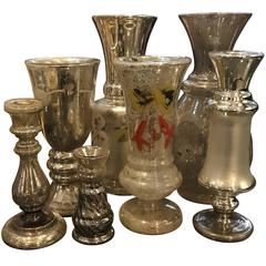 Antique 19th Century Mercury Glass Vase Collection, France