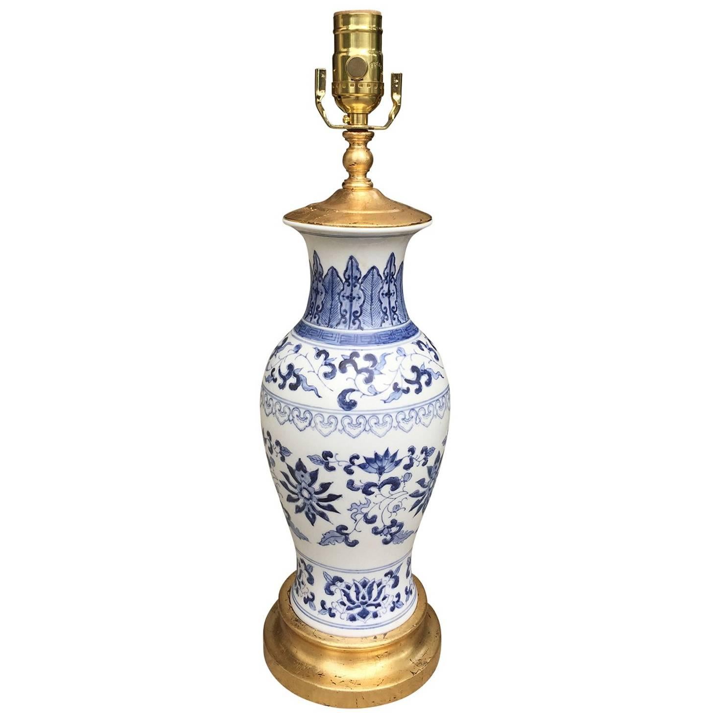 Chinese Blue and White Porcelain Lamp, circa 1860
