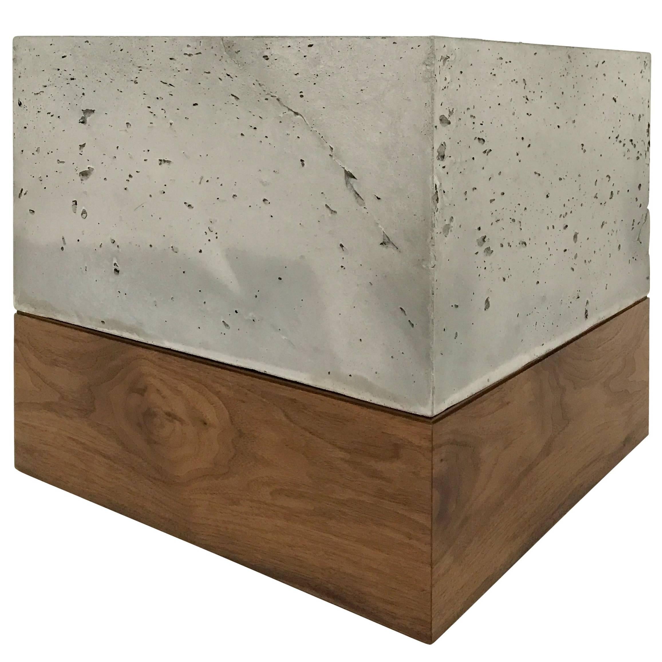 Modern Cast-Concrete and Solid Walnut "Planter Box"