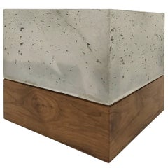 Modern Cast-Concrete and Solid Walnut "Planter Box"