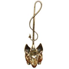 English Brass Door Porter with Fox Head from the Late 19th Century