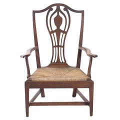 Shield Back Armchair Rush Seat