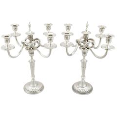 1950s Pair of Portuguese Silver Candelabra