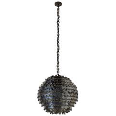 American Brutalist Steel Chandelier 11
