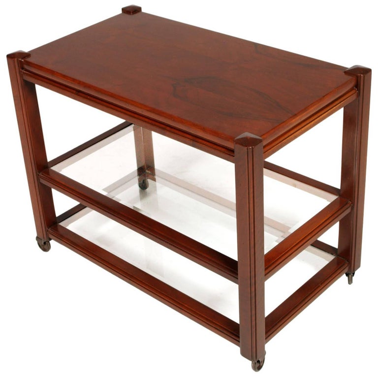 MidCentury Modern Coffee Table Bar Cart Mahogany, Frattini Per