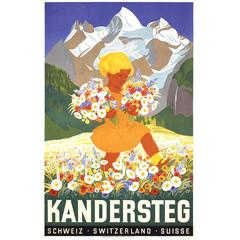 Used Colorful Swiss 1930s Travel Poster by Peter Franz Moos