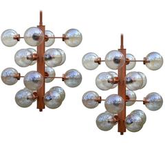 Giant Sputnik Chandeliers Pendants with 16 Glass Globes, Germany, 1960s 3