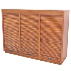 Modern Design Walnut Tambour Door Cabinet 1
