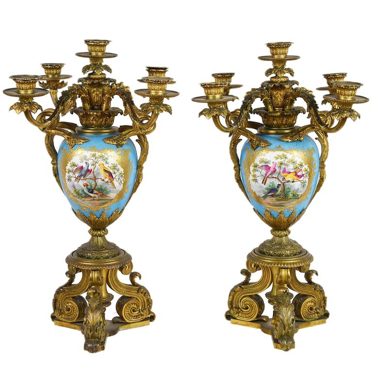 Large Pair of Antique Sevres Candelabra For Sale at 1stdibs