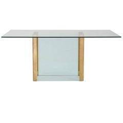 Glass and Brass Dining Table in the Style of Pace