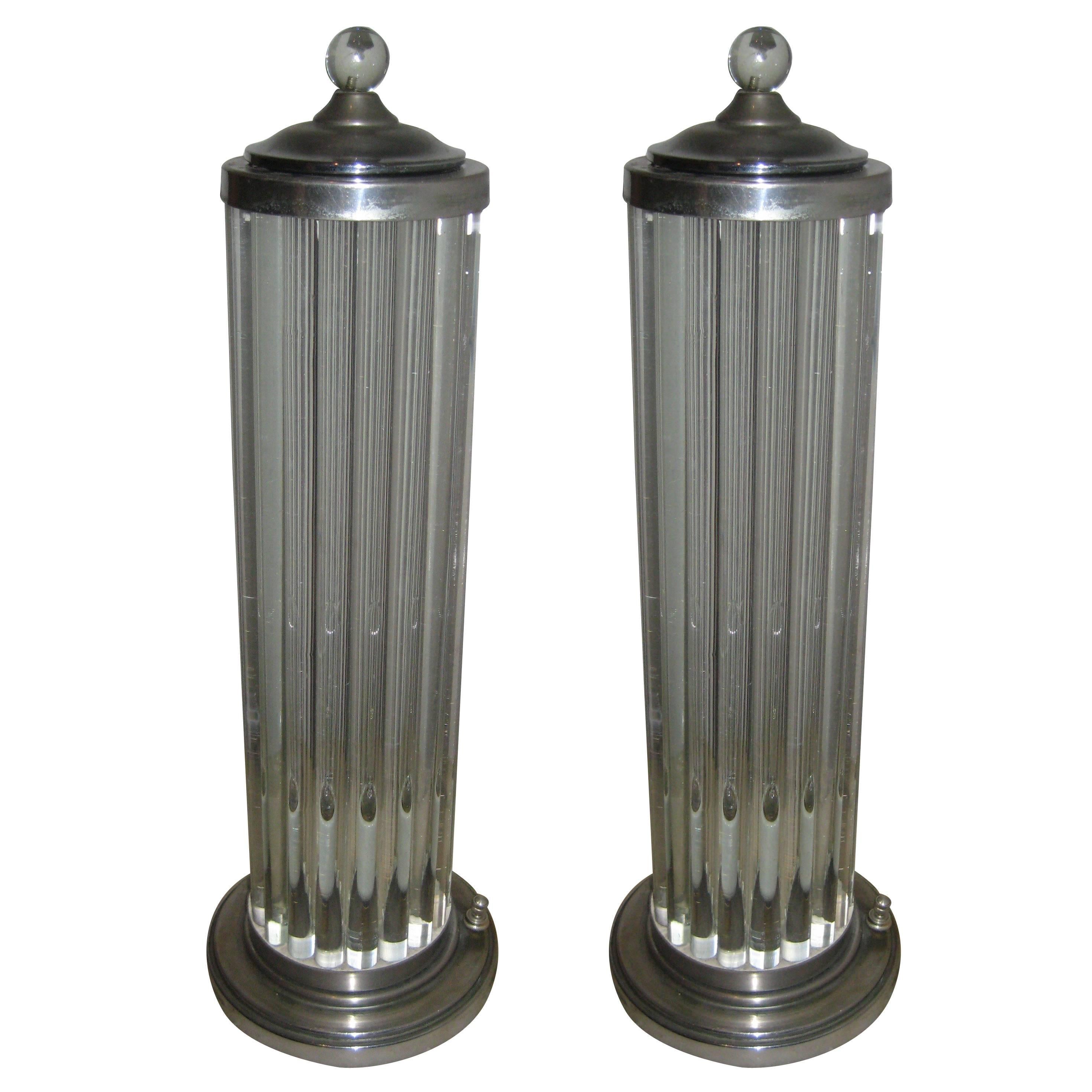 Pair of 1940s, Venini Canister Lamps