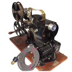 Pathe 28mm Hand Crank Movie Projector, circa 1918, with Film, Used Sculpture