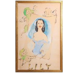 An Original Marcel Vertes Large-scale Gouache of Lily Pons