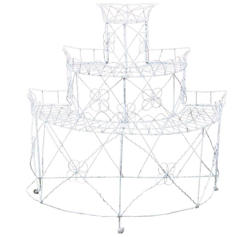 White Decorative Metal Plant Stand For Sale at 1stdibs