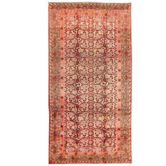 Grand tapis Khotan ancien avec motif de grenades en taupe, vert, rouge et marron