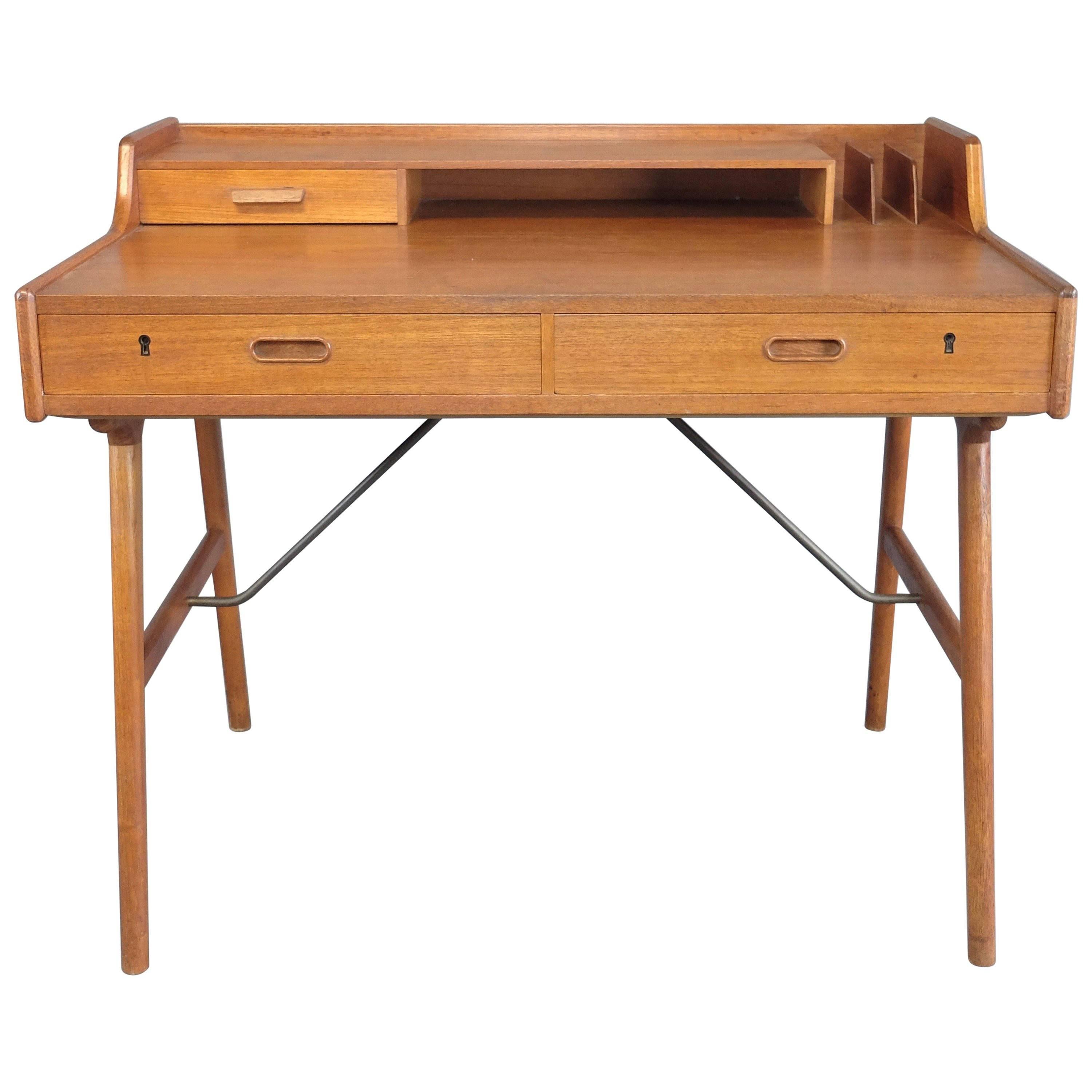 Mid-Century Modern Danish Teak Desk Model No 65 by Arne Wahl Iversen