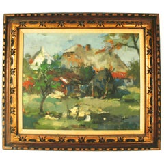 Dutch Landscape Painting by Jan Van Den Hurk, Mid-20th c