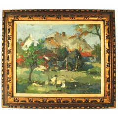 Dutch Landscape by Jan Van Den Hurk, Mid-20th Century 3