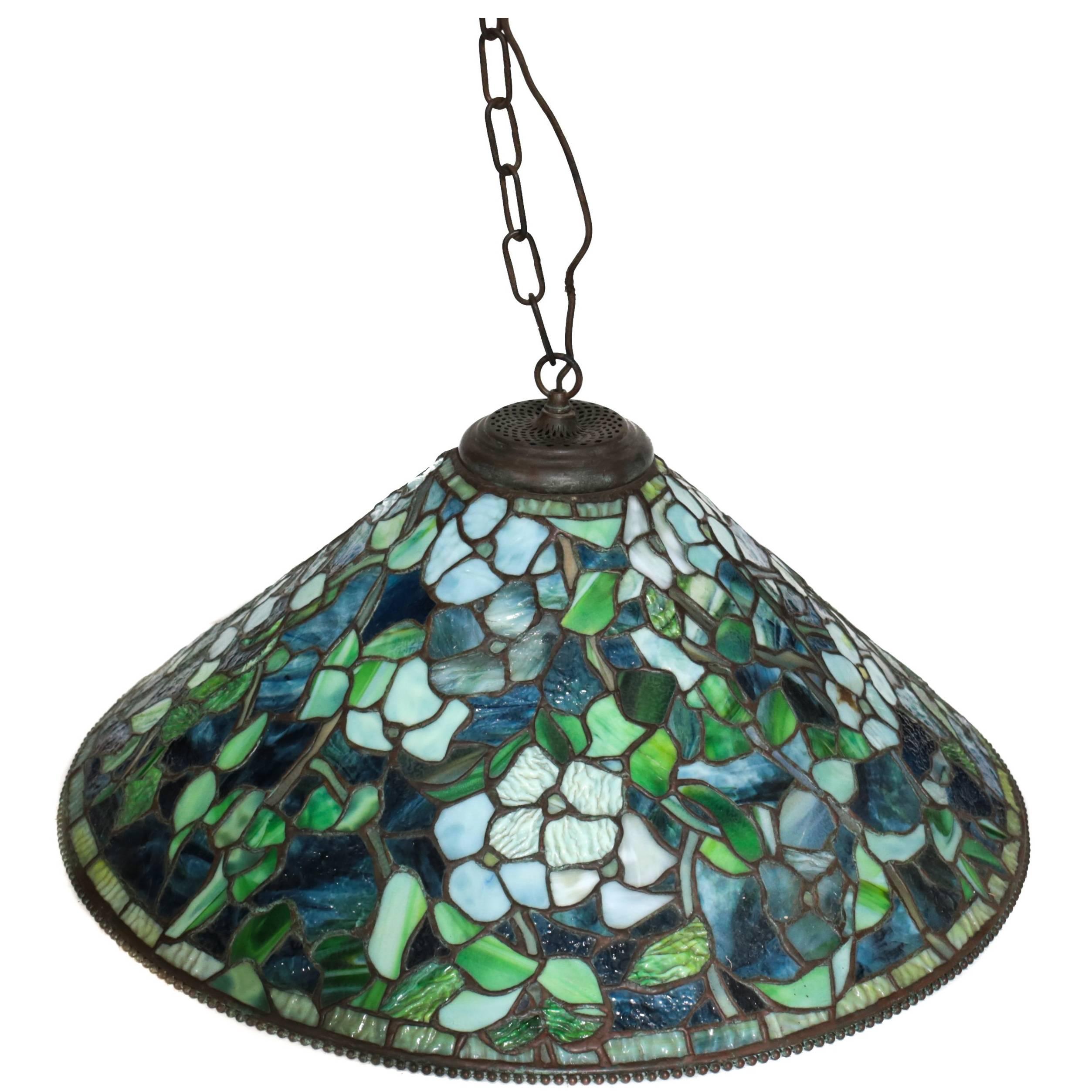 Tiffany Studios Reproduction Stained Glass Mosaic Chandelier by Paul Crist