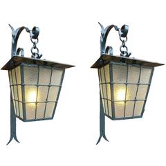 Beautiful Imposing Wrought Iron Outdoor Lamps Completely Restored