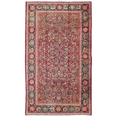 Large Persian Mahal Rug with Multi-Colored Floral Design Set on Red Field