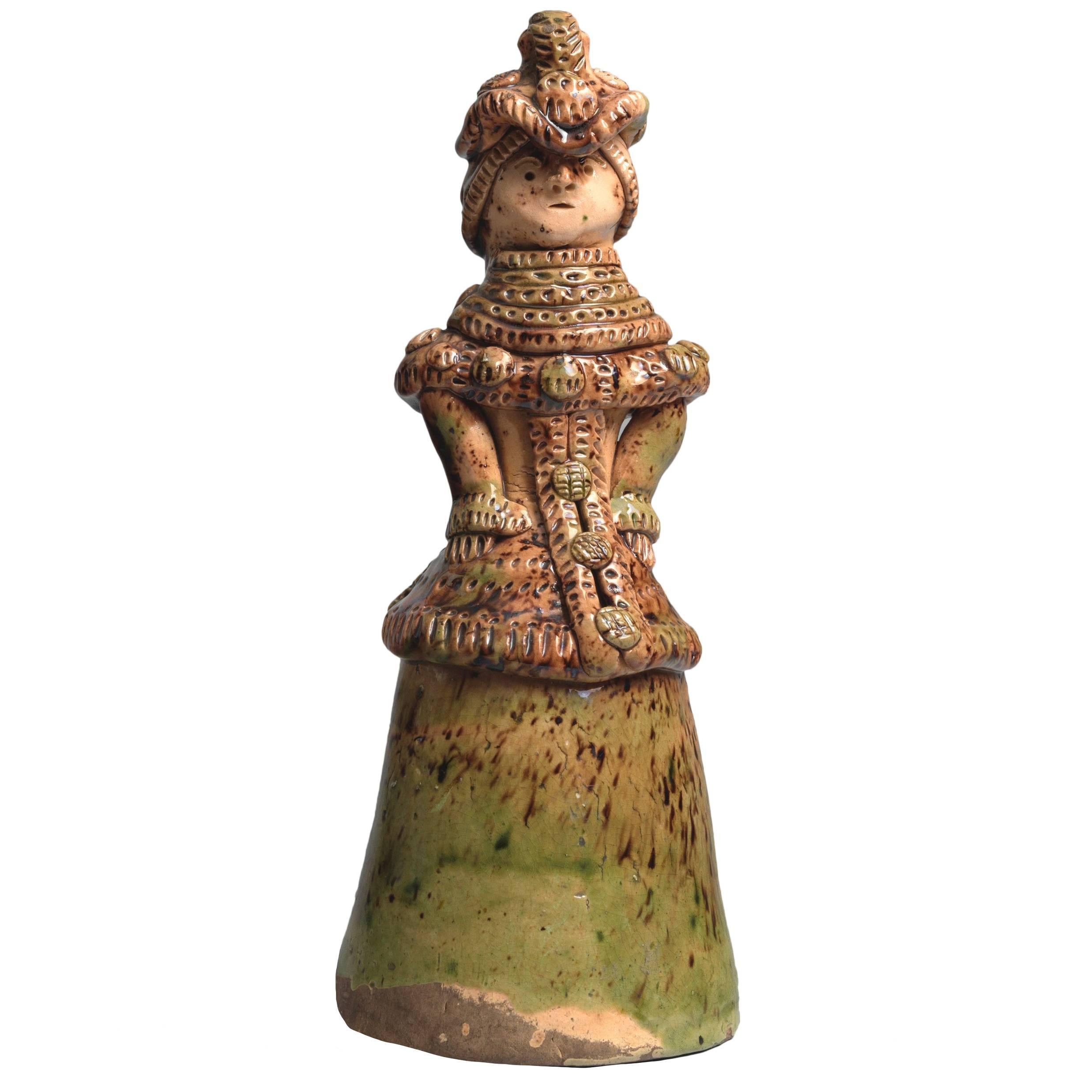 Primitive French Earthenware Figure For Sale