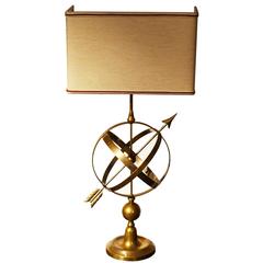 Early 20th Century Golden Brass Sundial Shaped Table Lamp