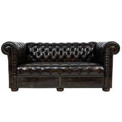 Vintage Chesterfield Tufted Leather Sofa or Loveseat 1