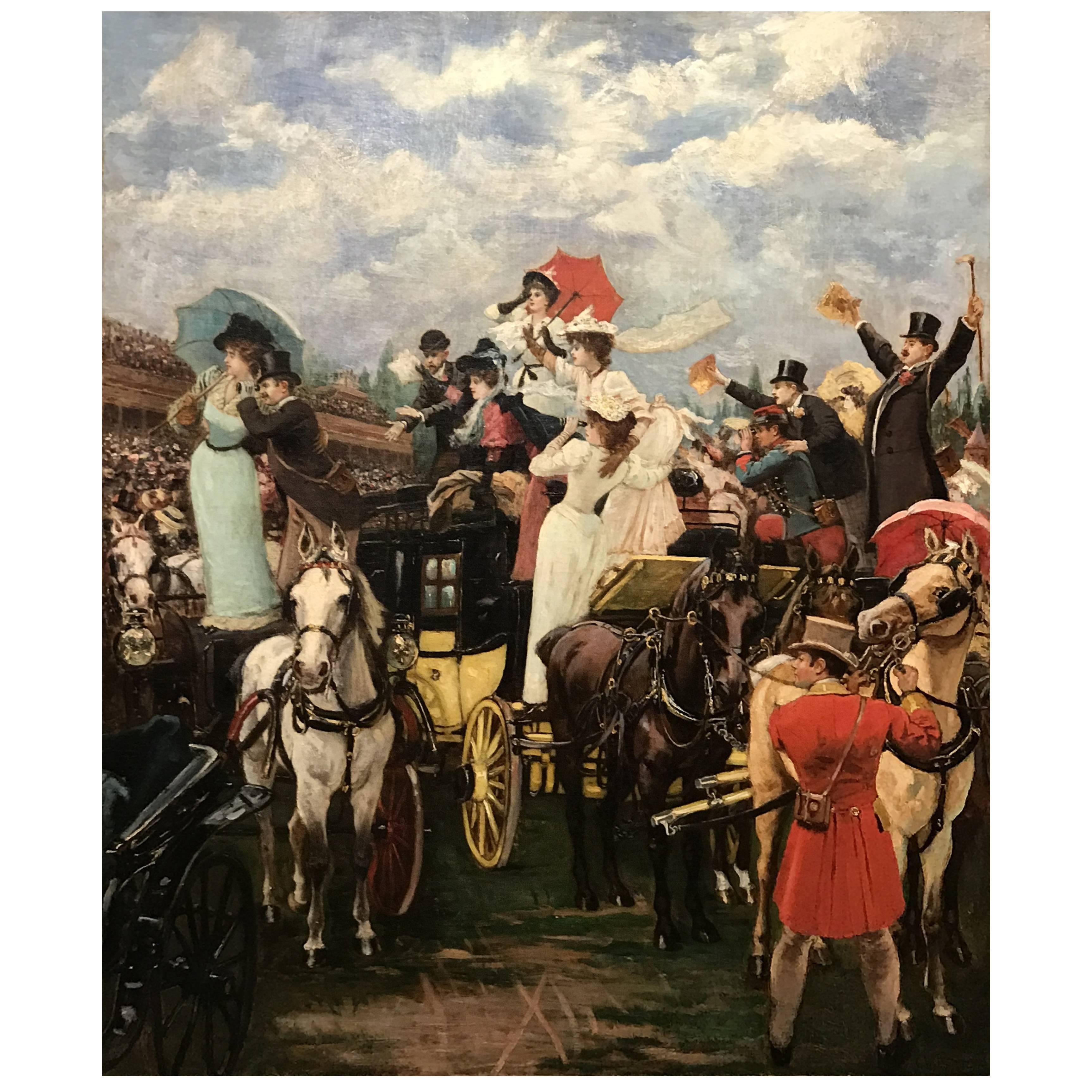 Gustave Wertheimer 19th Century Oil Painting Royal Ascot Thoroughbred Horse Race